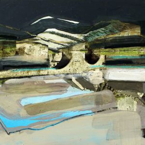 Unvisited Places K299 (2019) - Oil, drawing, pigmented shellac on print - 10 x 15 cm