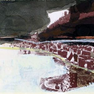 Unvisited Places K3 (2013) - Oil, drawing, pigmented shellac on print - 10 x 15 cm