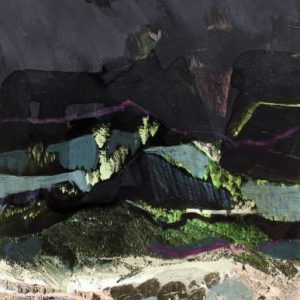 Unvisited Places K300 (2019) - Oil, drawing, pigmented shellac on print - 15 x 10 cm