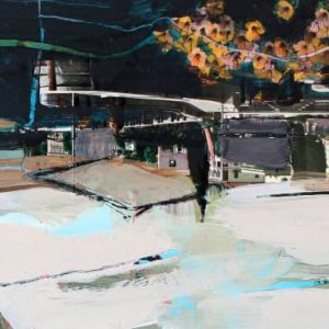 Unvisited Places K301 (2019) - Oil, drawing, pigmented shellac on print - 10 x 15 cm