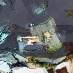 Unvisited Places K302 (2019) - Oil, drawing, pigmented shellac on print - 15 x 10 cm