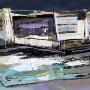 Unvisited Places K308 (2019) - Oil, drawing, pigmented shellac on print - 10 x 15 cm