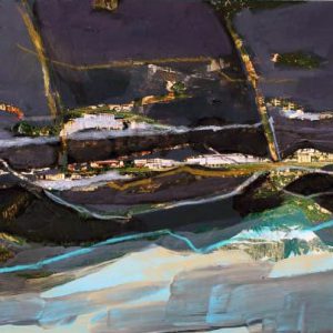Unvisited Places K310 (2019) - Oil, drawing, pigmented shellac on print - 10 x 15 cm