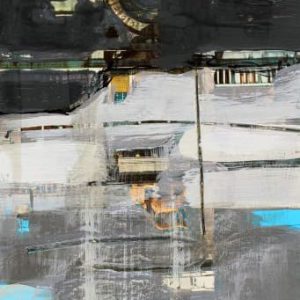 Unvisited Places K314 (2019) - Oil, drawing, pigmented shellac on print - 15 x 10 cm
