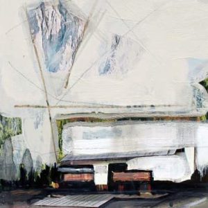 Unvisited Places K315 (2019) - Oil, drawing, pigmented shellac on print - 15 x 10 cm