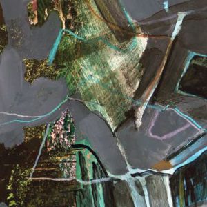 Unvisited Places K325 (2020) - Oil, drawing, pigmented shellac on print - 15 x 10 cm