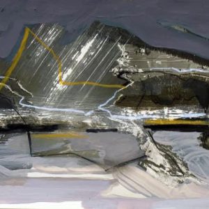 Unvisited Places K330 (2020) - Oil, drawing, pigmented shellac on print - 10 x 15 cm