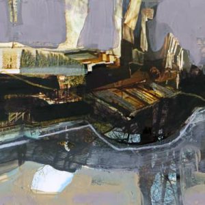 Unvisited Places K337 (2020) - Oil, drawing, pigmented shellac on print - 10 x 15 cm