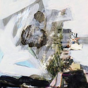 Unvisited Places K339 (2020) - Oil, drawing, pigmented shellac on print - 15 x 10 cm