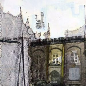 Unvisited Places K34 (2015) - Oil, drawing, pigmented shellac on print - 11 x 5 cm