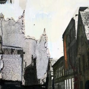 Unvisited Places K35 (2015) - Oil, drawing, pigmented shellac on print - 11 x 5 cm