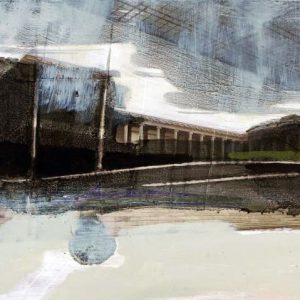 Unvisited Places K47 (2015) - Oil, drawing, pigmented shellac on print - 12 x 16 cm