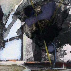 Unvisited Places K50 (2015) - Oil, drawing, pigmented shellac on print - 15 x 10 cm