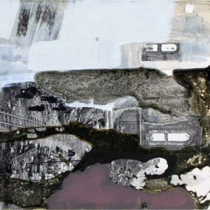 Unvisited Places K53 (2015) - Oil, drawing, pigmented shellac on print - 10 x 15 cm