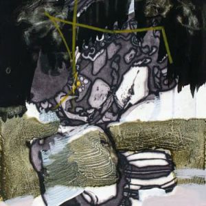 Unvisited Places K68 (2015) - Oil, drawing, ink, shellac on print - 15 x 10 cm