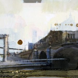 Unvisited Places K7 (2013) - Oil, drawing, pigmented shellac on print - 12 x 17 cm