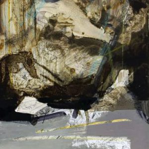 Unvisited Places K72 (2015) - Oil, drawing, pigmented shellac on print - 15 x 10 cm