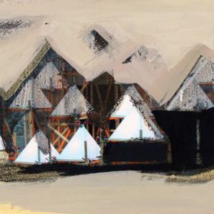 Unvisited Places K86 (2015) - Oil, drawing, ink, shellac on print - 10 x 15 cm