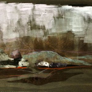 Up-Country (2013) - Oil, drawing, pigmented shellac, collage on wood - 42 x 60 cm