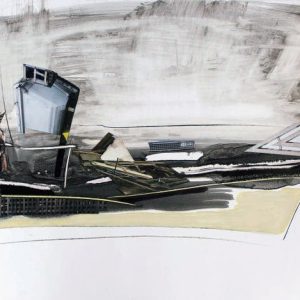 Well Marked (2015) - Oil, drawing, pigmented shellac, collage on cardboard - 30 x 42 cm
