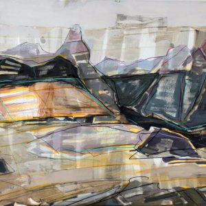 Where beauty stands and wait (2017) - Oil, drawing, pigmented shellac on cardboard - 50 x 64 cm