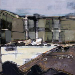 While adrift in the calm (2016) - Oil, drawing, pigmented shellac on cardboard - 56 x 42 cm